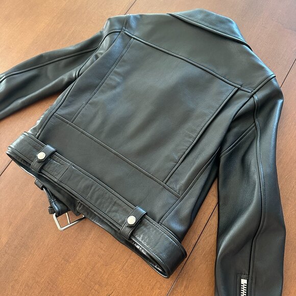 PRISTINE Acne Studios Black Moto Biker Leather Jacket (Size 34 / US 2) - Picture 5 of 7